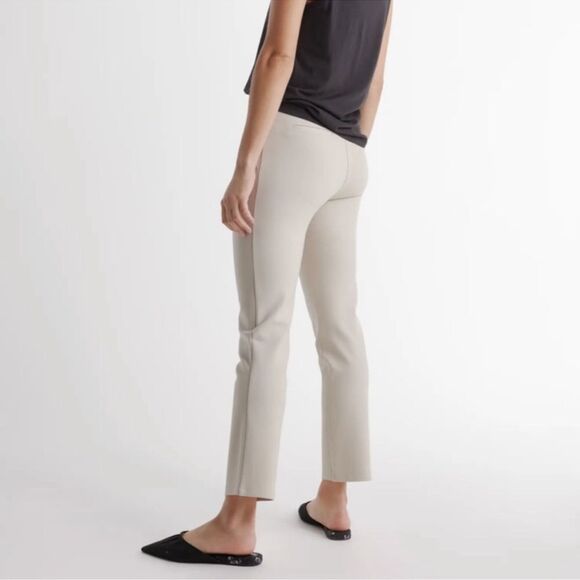Quince Ultra Stretch Ponte Straight Leg Ankle Pants NEW Size S / 26 Cream - Picture 3 of 10